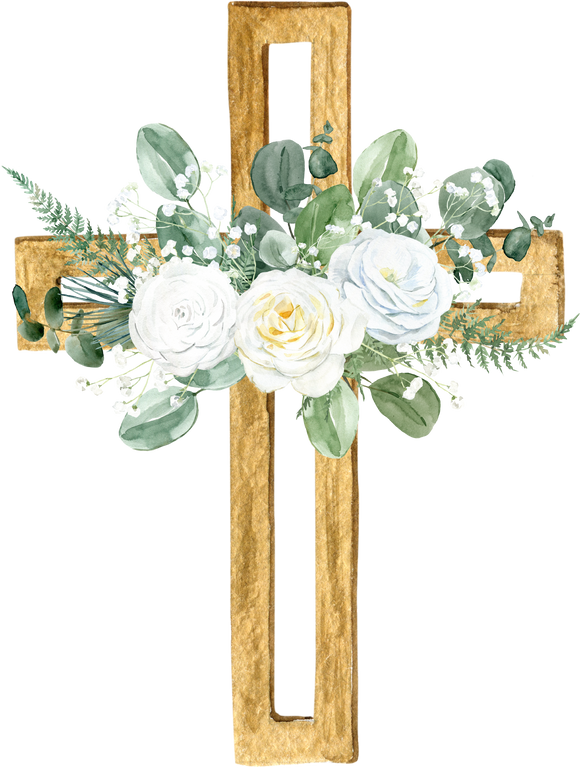 Watercolor Flower Cross, Wood Cross, Baptism, Floral Clipart, First Communion, Holy Spirit, Florals Arrangements, Easter cross